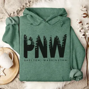 PNW Trees Heather Green Hoodie