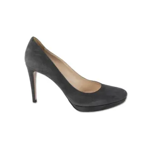 Prada Gray Suede Round Toe Pumps