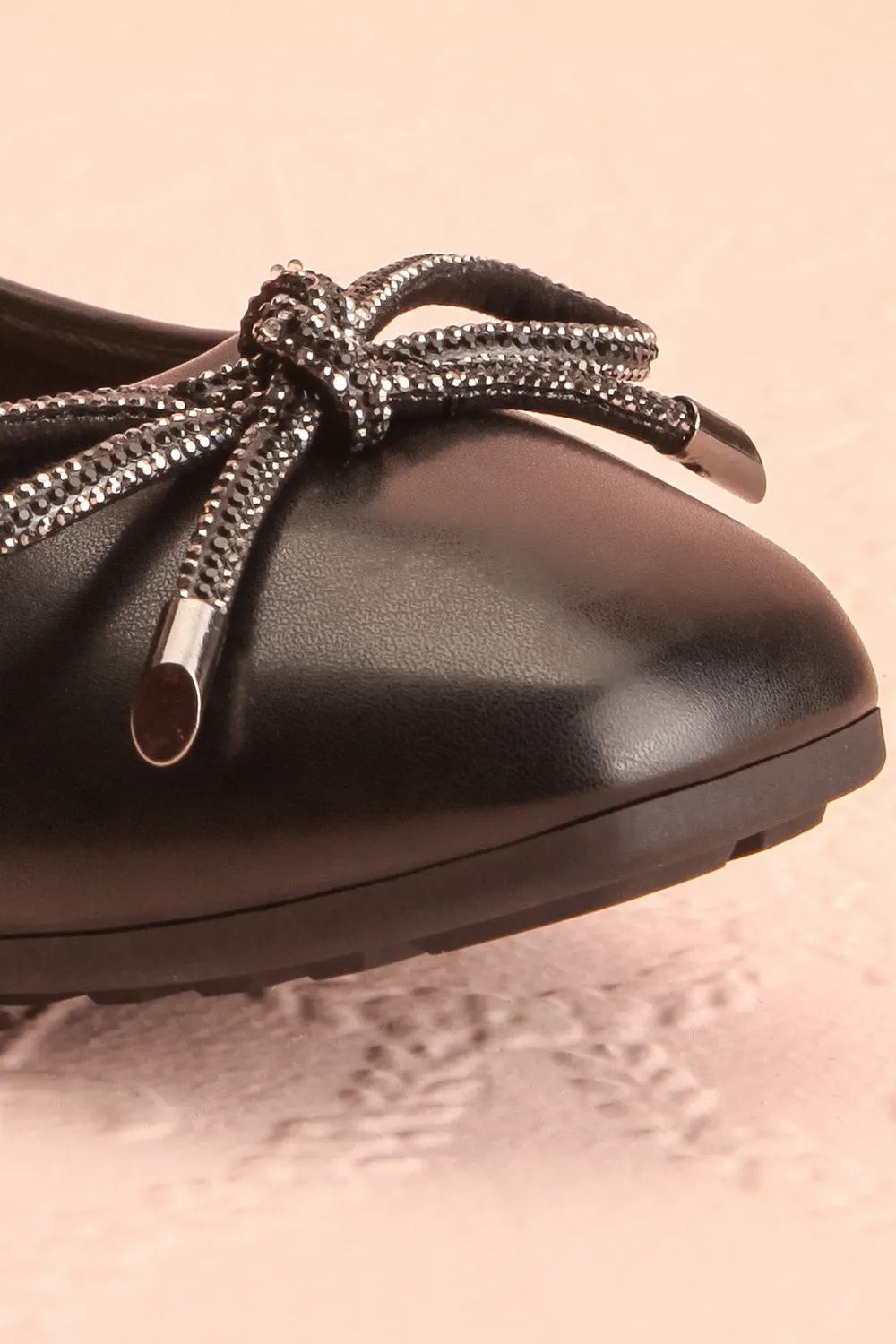 Premier Black | Ballerina Shoes w/ Metallic Bow Detail