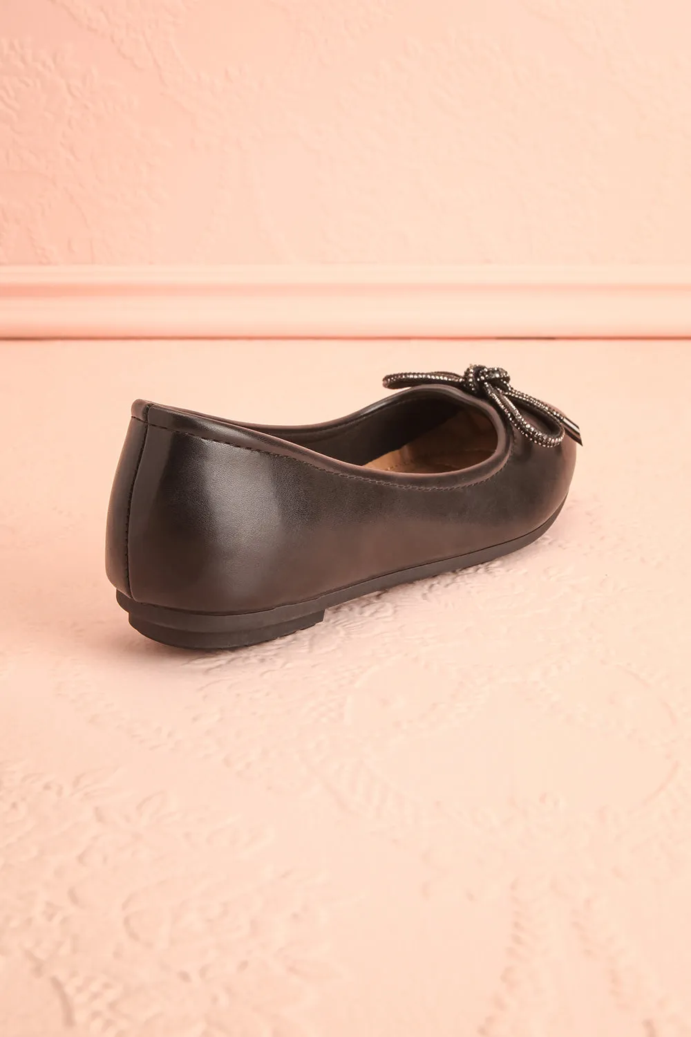 Premier Black | Ballerina Shoes w/ Metallic Bow Detail