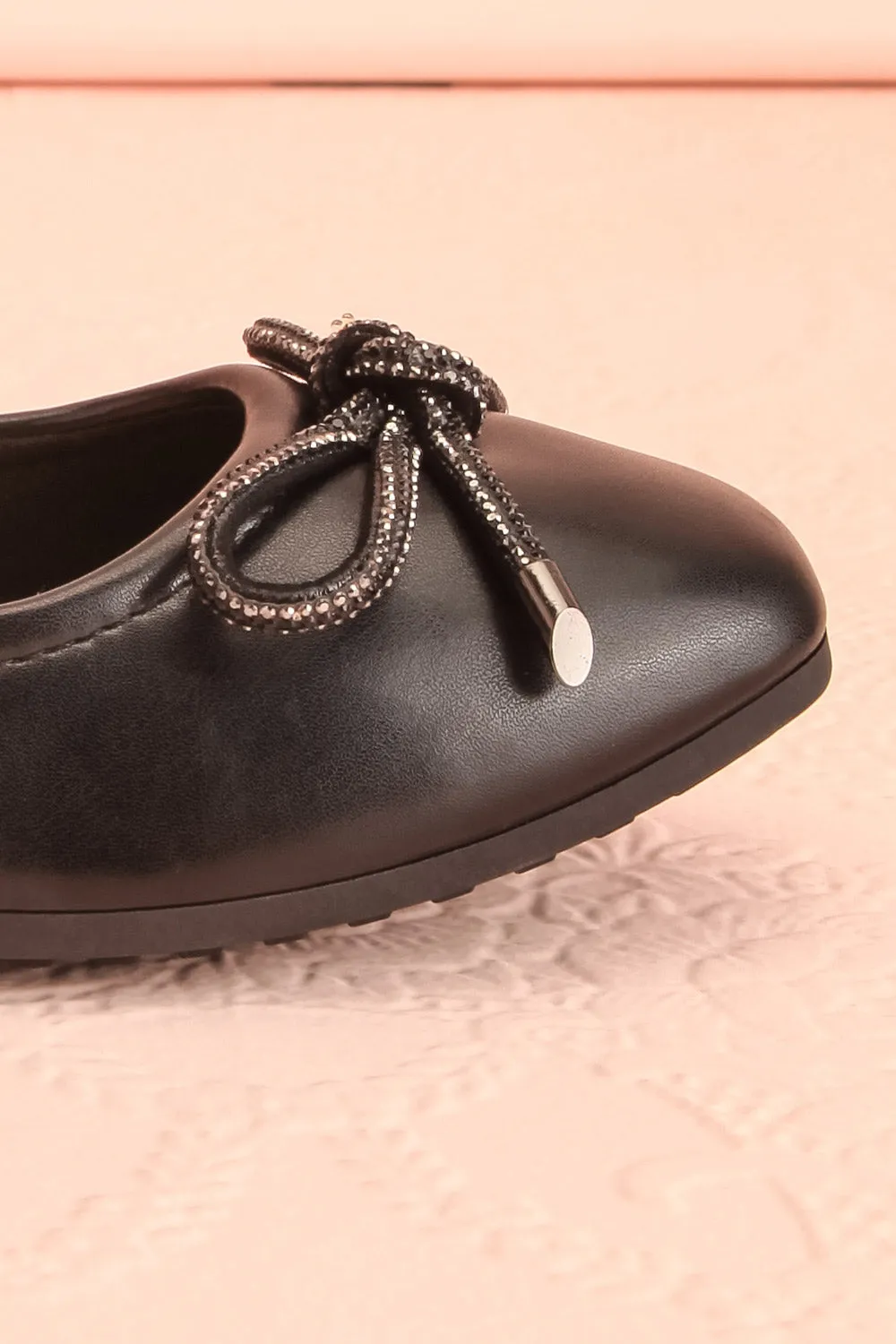 Premier Black | Ballerina Shoes w/ Metallic Bow Detail