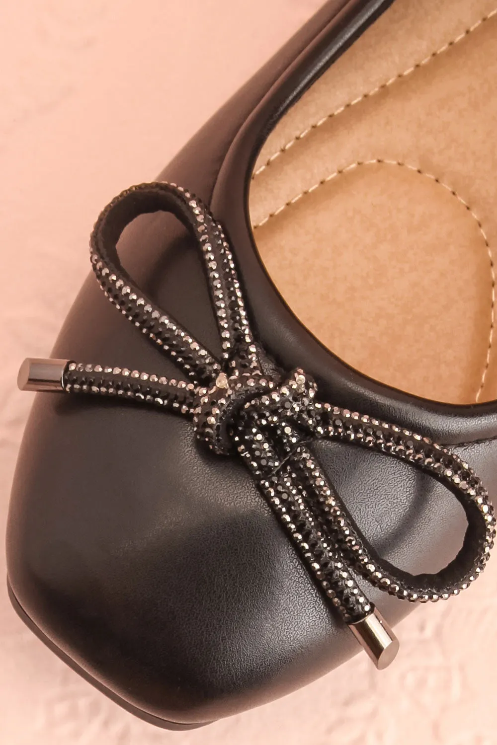 Premier Black | Ballerina Shoes w/ Metallic Bow Detail