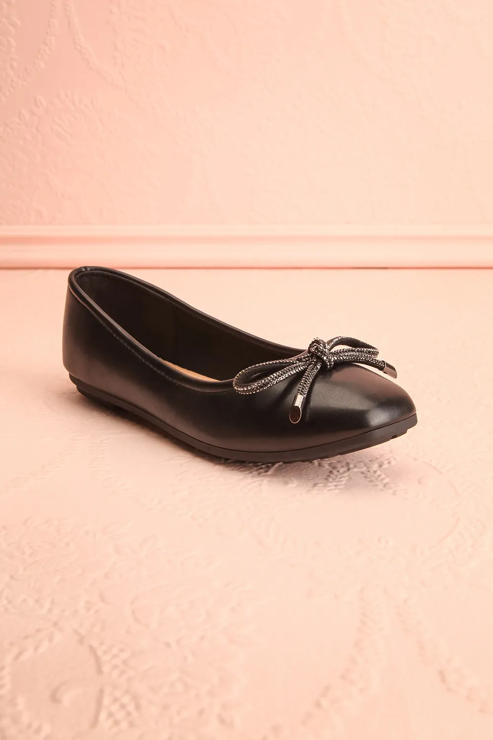 Premier Black | Ballerina Shoes w/ Metallic Bow Detail