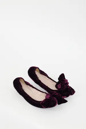 Purple Velvet Elasticized Ballet Flat