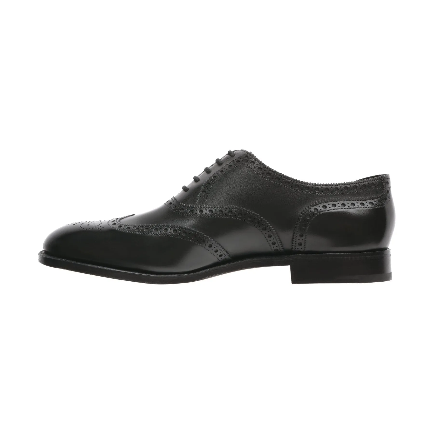 "Stowey" Five-Eyelet Oxford with Perforated Details and Medallion in Black