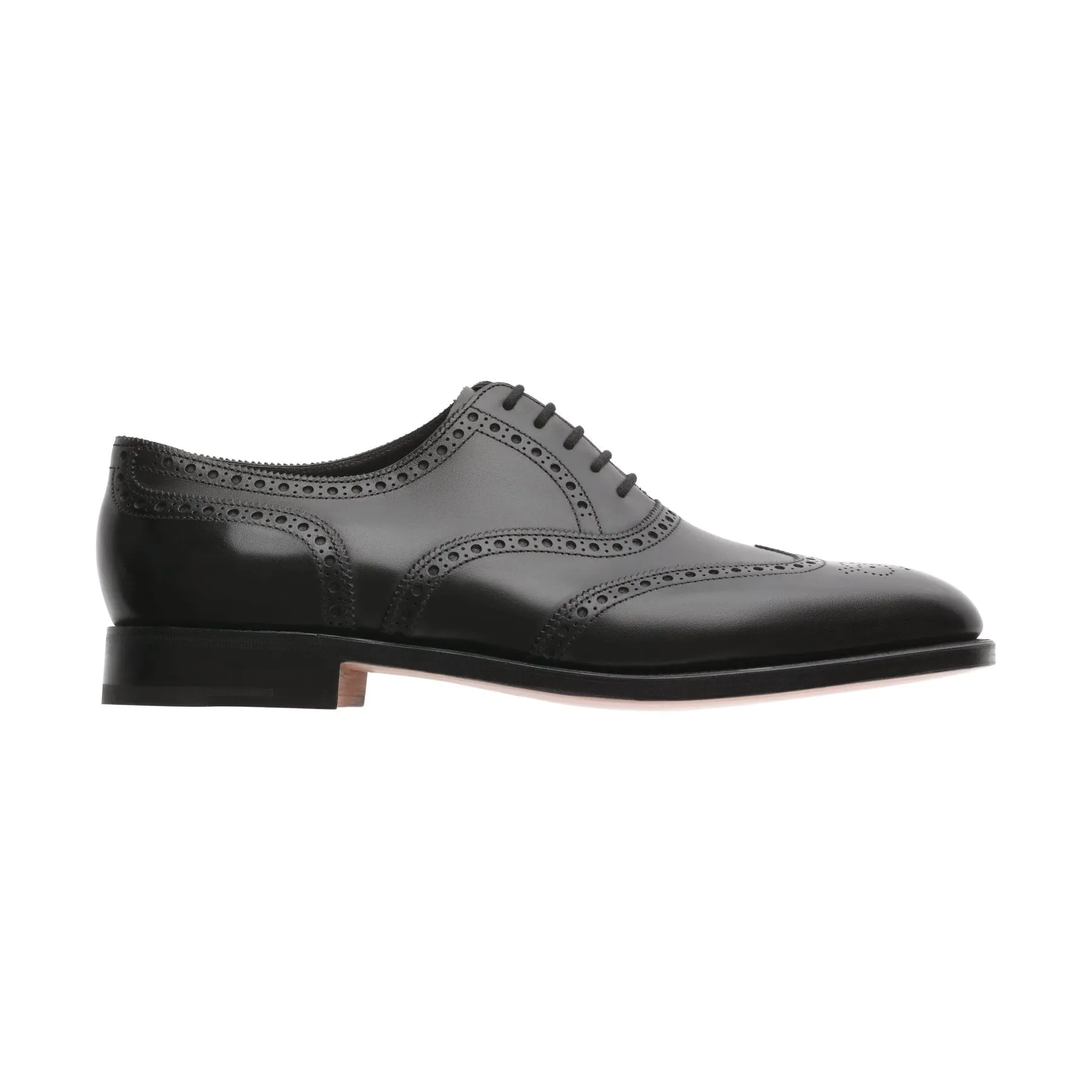 "Stowey" Five-Eyelet Oxford with Perforated Details and Medallion in Black