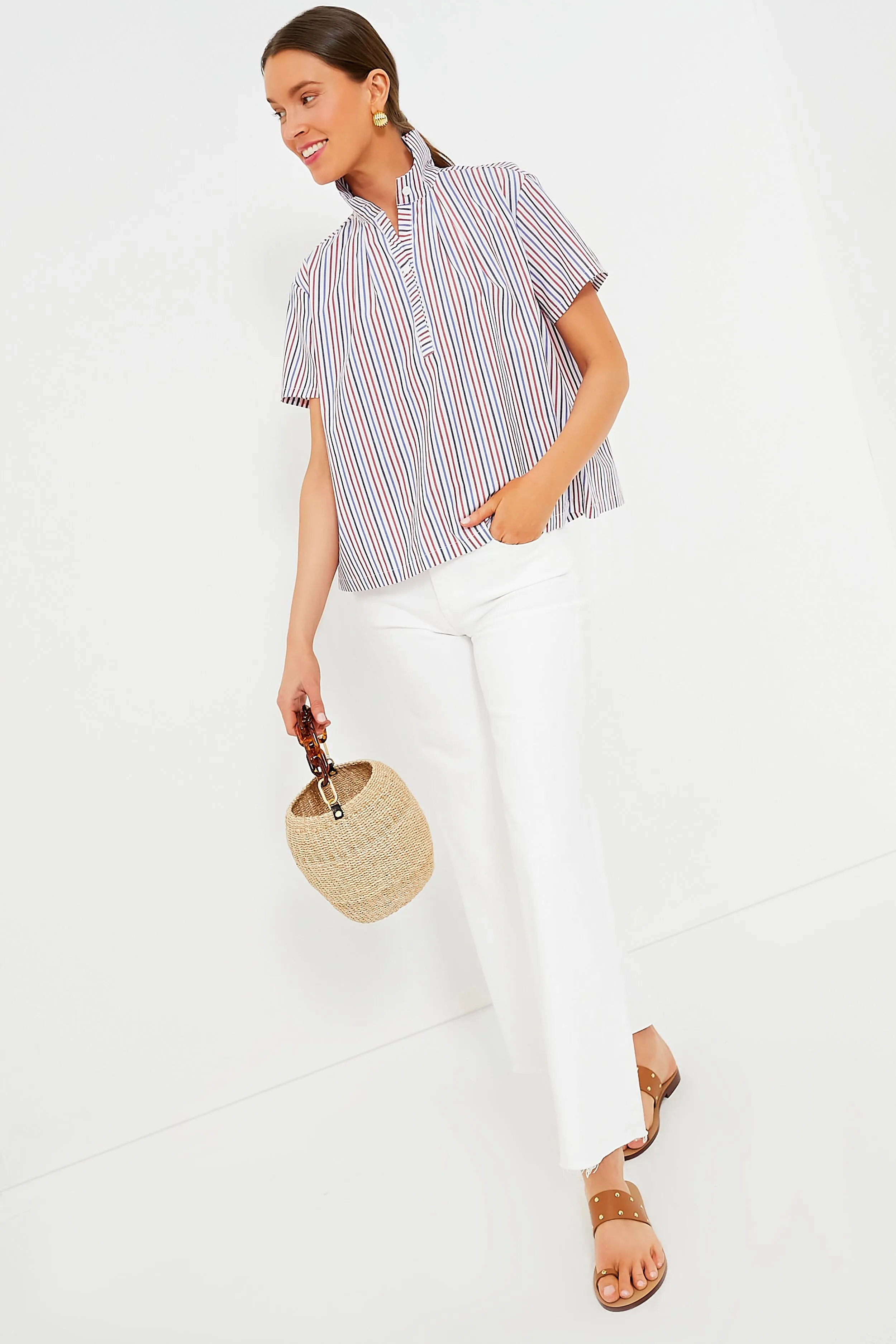 Red and Blue Stripe Finn Popover