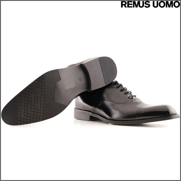 Remus Uomo Black Leather Oxford Black Shoe>>