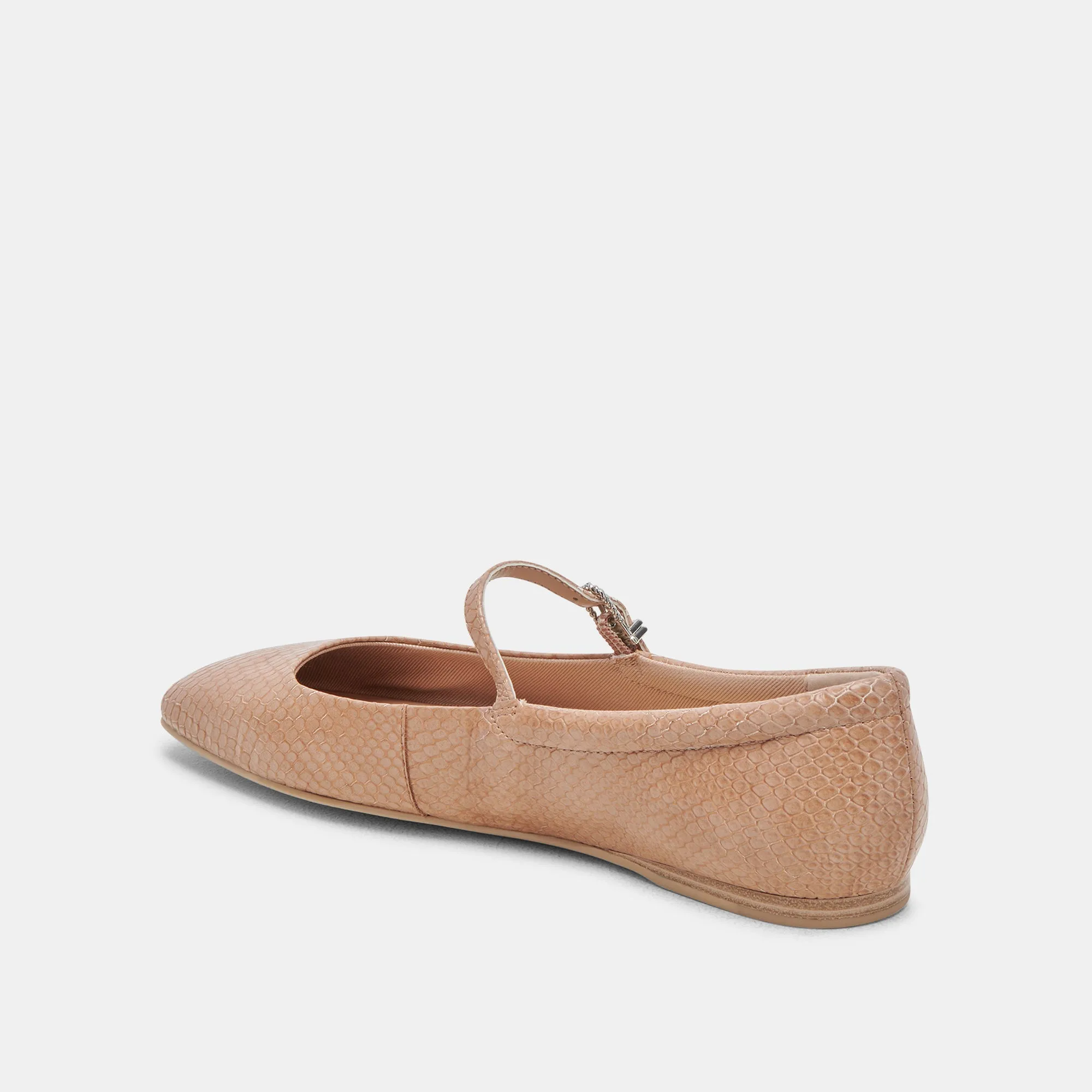 REYES BALLET FLATS TOFFEE SNAKE EMBOSSED