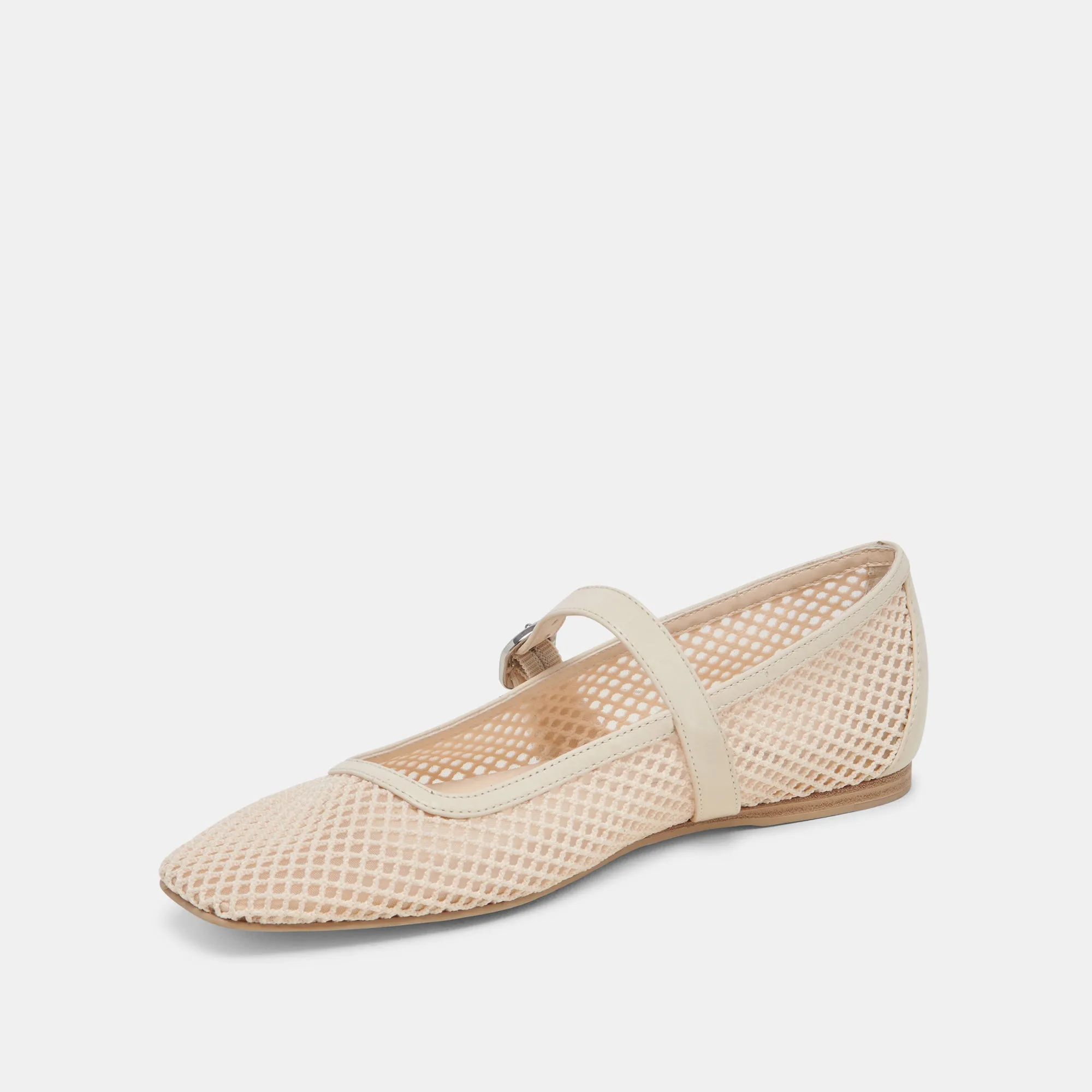 RODNI MESH BALLET FLATS CREME WOVEN MESH