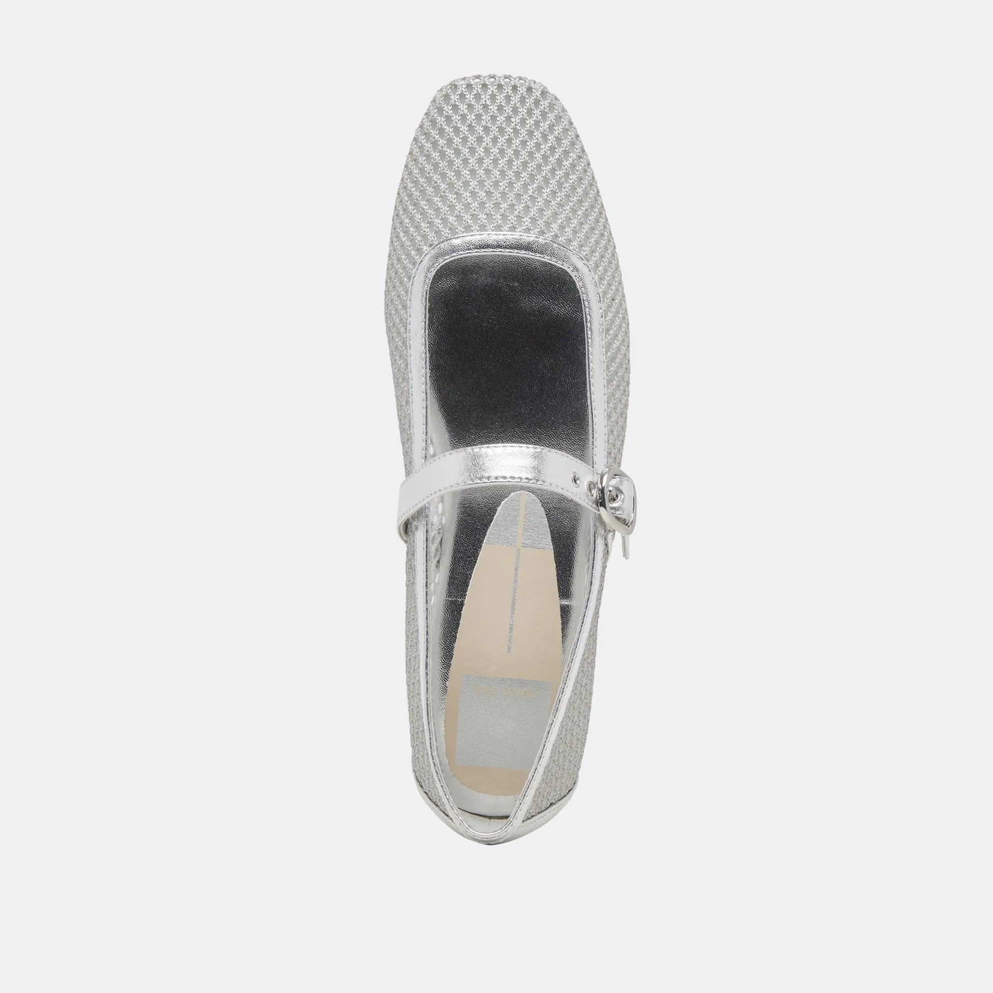 RODNI MESH BALLET FLATS SILVER WOVEN MESH