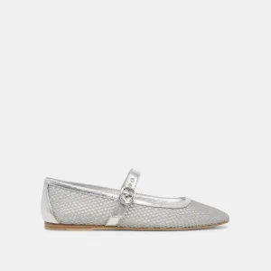 RODNI MESH BALLET FLATS SILVER WOVEN MESH