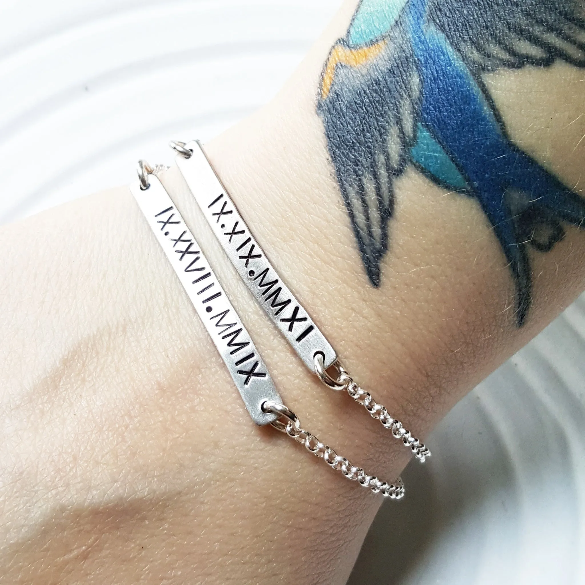 Roman Numeral ID Bracelet | Skinny Bar Bracelet