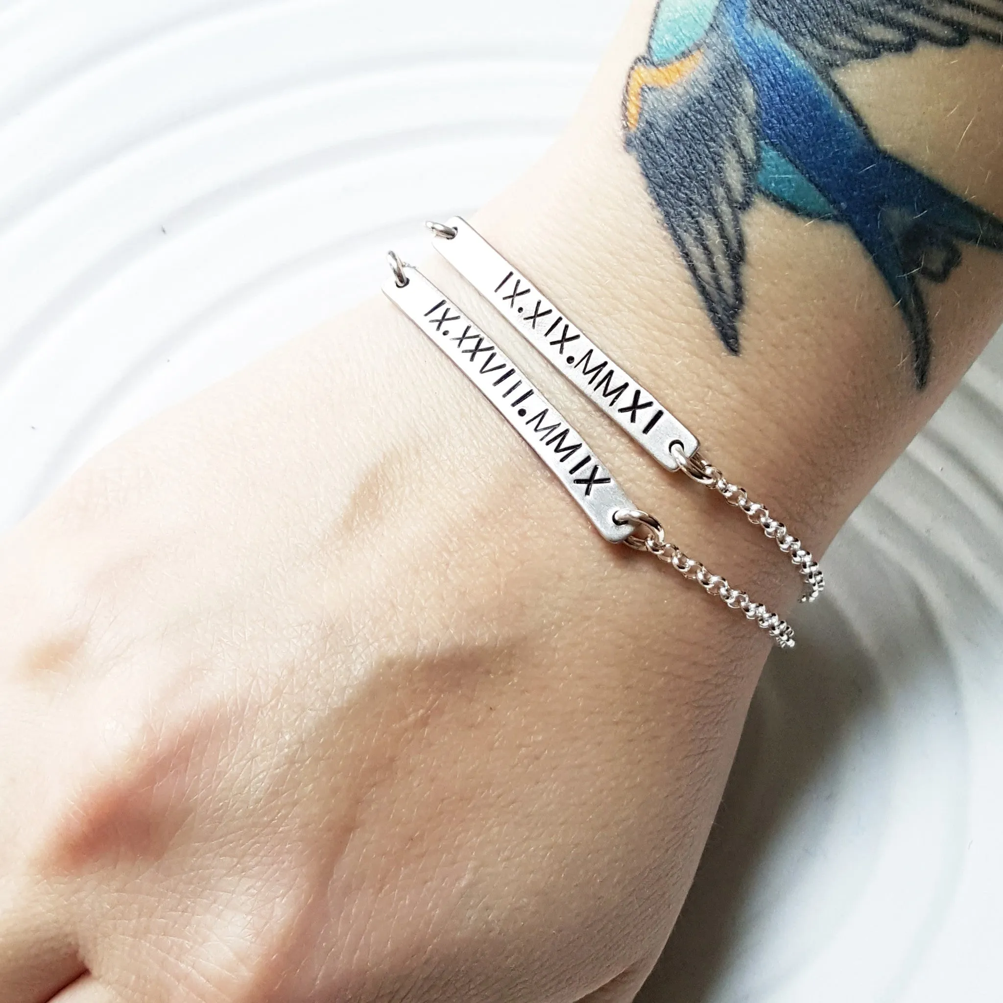 Roman Numeral ID Bracelet | Skinny Bar Bracelet