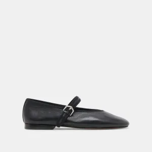 ROSLYN BALLET FLATS BLACK LEATHER