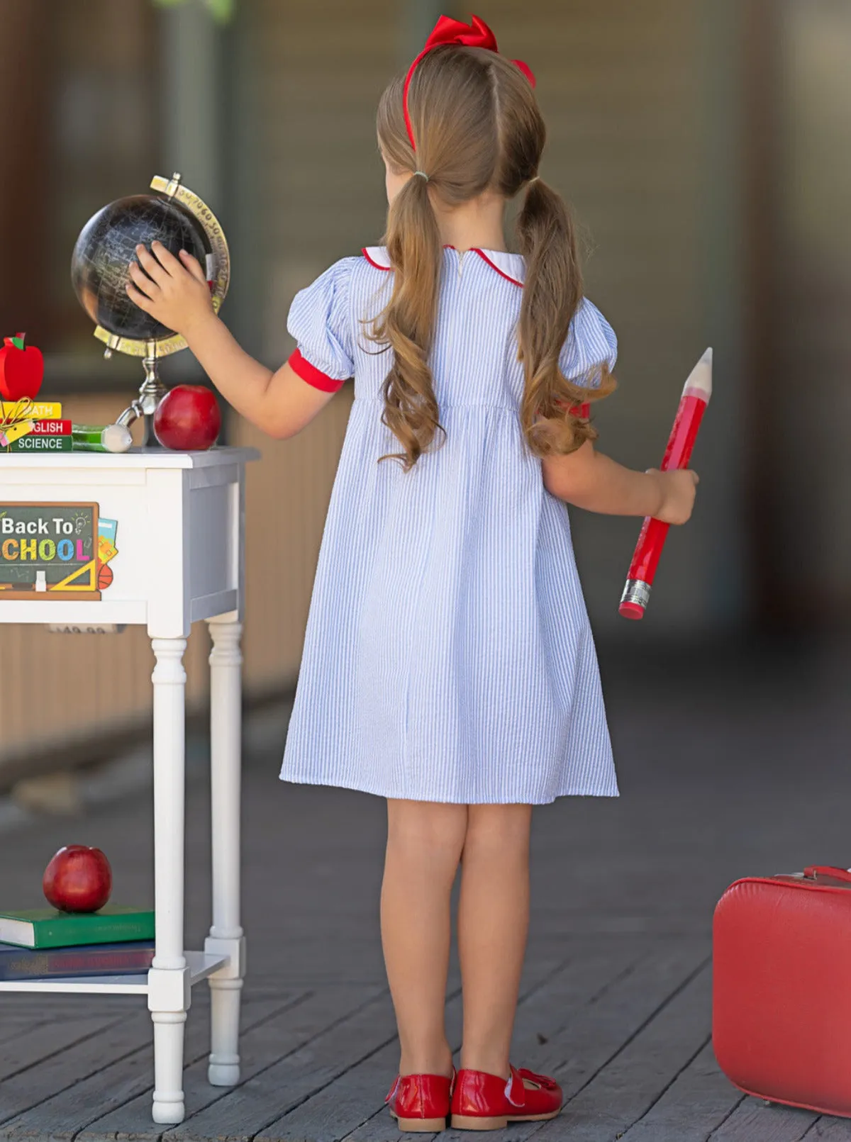 Ruffled Apple Striped Dress