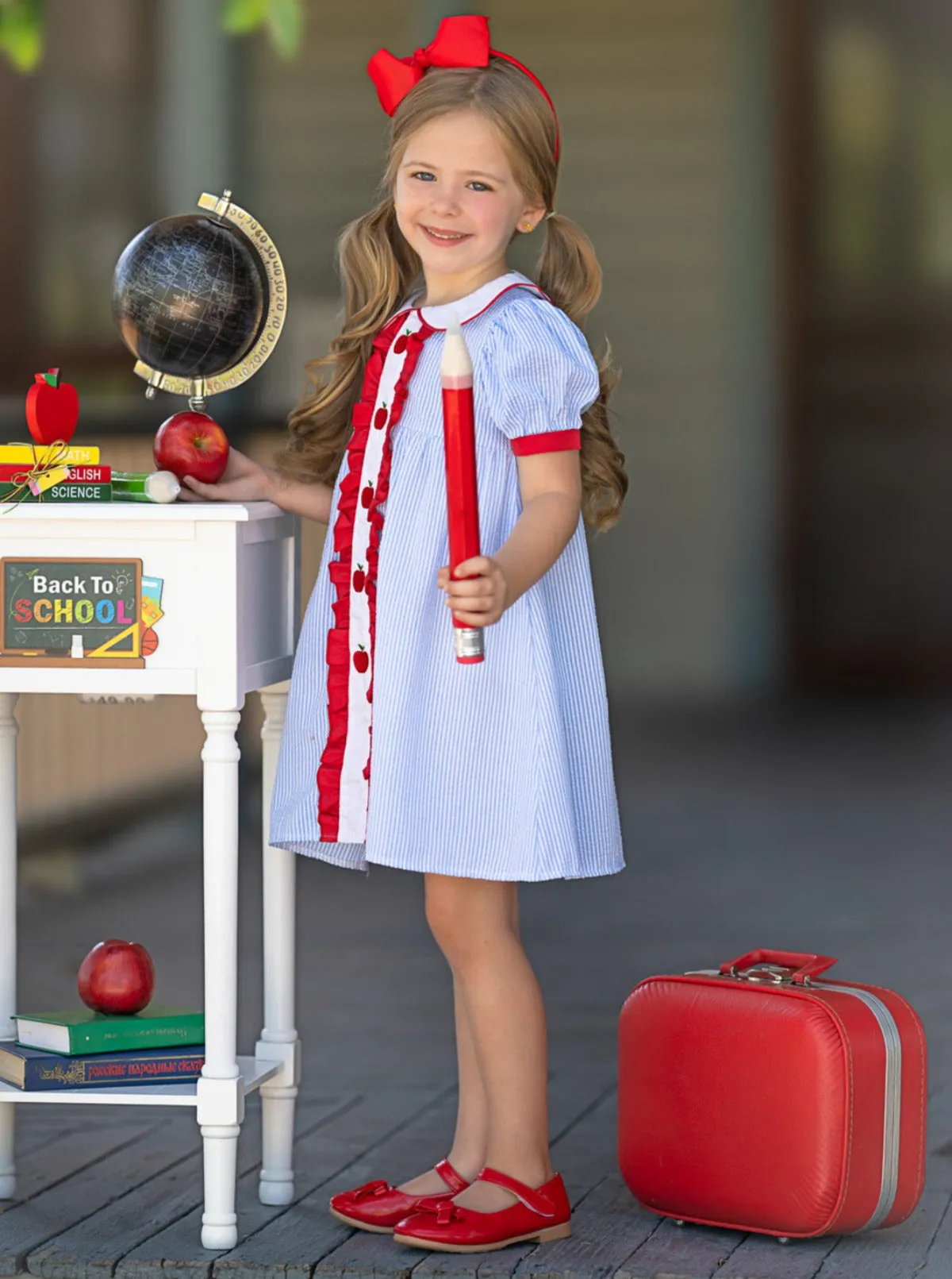 Ruffled Apple Striped Dress