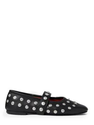 Ryder Popper-Studded Ballet Flats (Black)