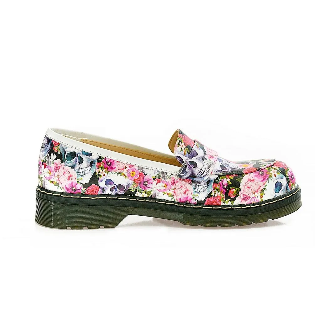 Skull and Flowers Oxford Shoes NMOX101