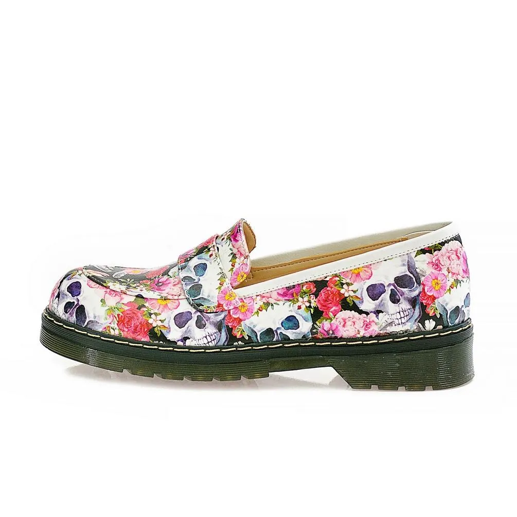 Skull and Flowers Oxford Shoes NMOX101