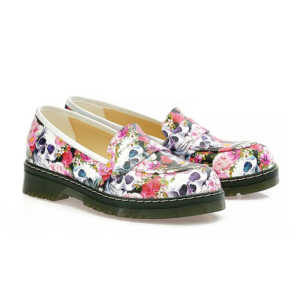 Skull and Flowers Oxford Shoes NMOX101