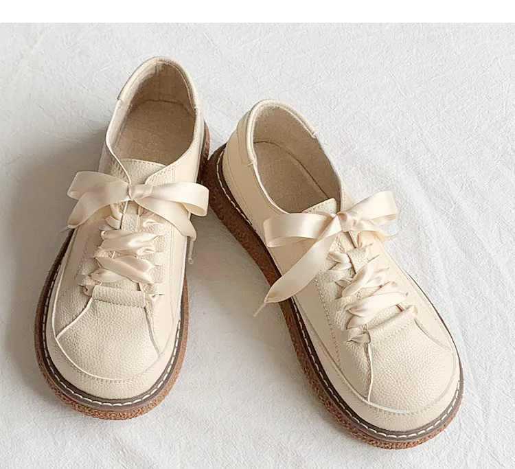 Spring Autumn New Women Oxford Shoes Flat on Platform Casual Shoes Lace Up Leather Shoes Sewing Round Toe zapatos mujer cx288