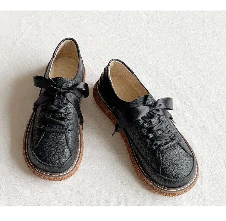 Spring Autumn New Women Oxford Shoes Flat on Platform Casual Shoes Lace Up Leather Shoes Sewing Round Toe zapatos mujer cx288