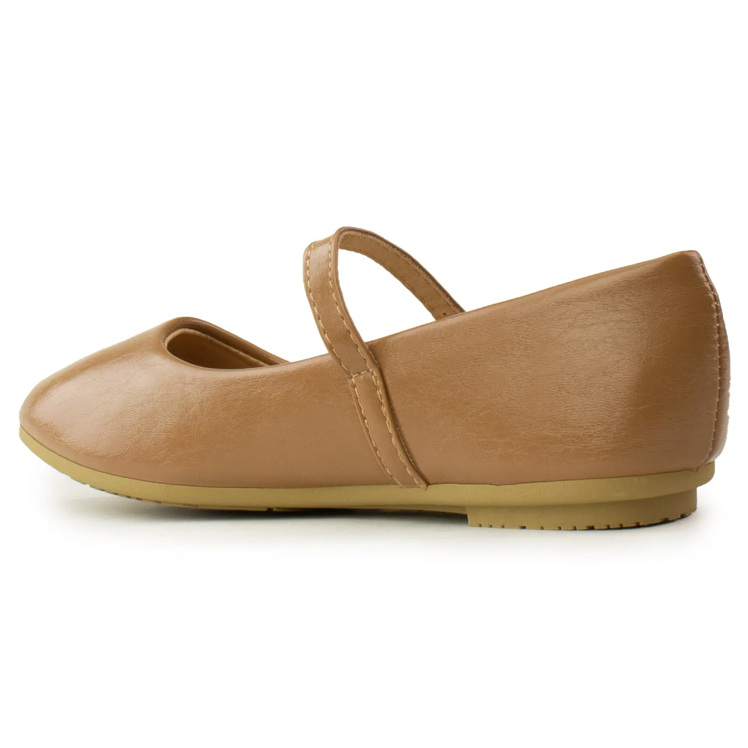 Square Toe Mary Jane Ballet Flats CAMEL