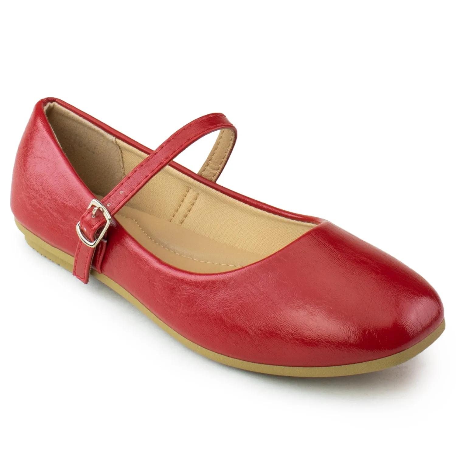 Square Toe Mary Jane Ballet Flats RED