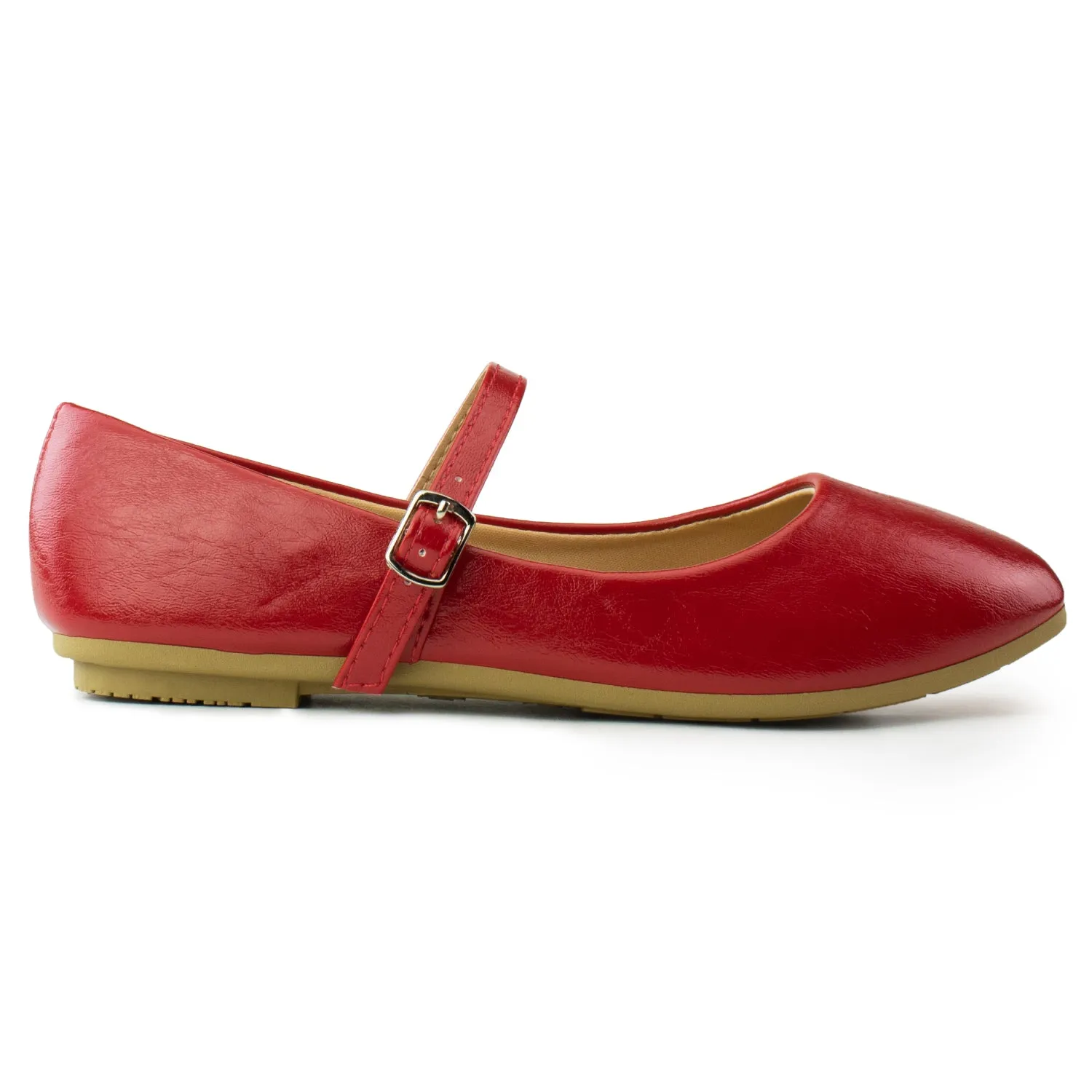 Square Toe Mary Jane Ballet Flats RED