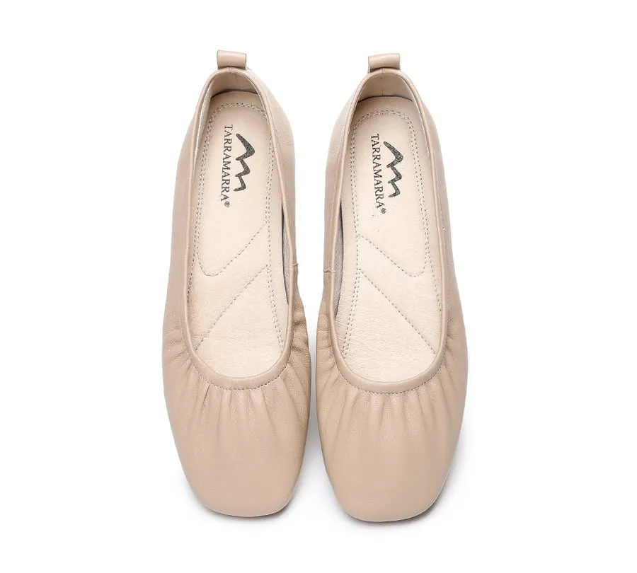 TARRAMARRA Square Toe Leather Ballet Flats Women Devora