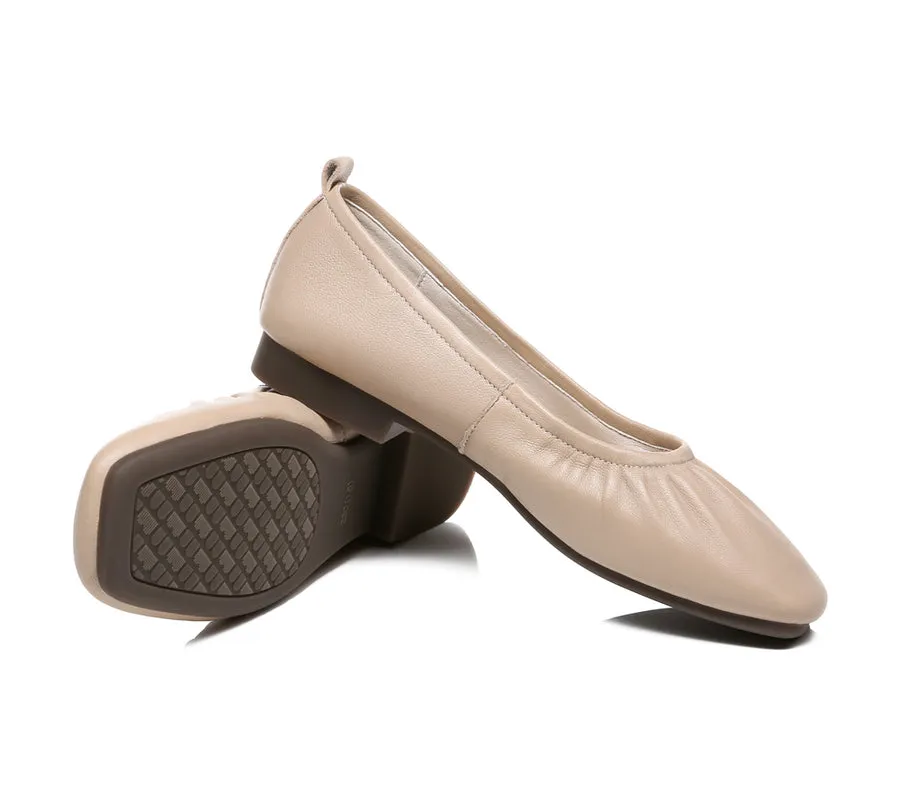 TARRAMARRA Square Toe Leather Ballet Flats Women Devora