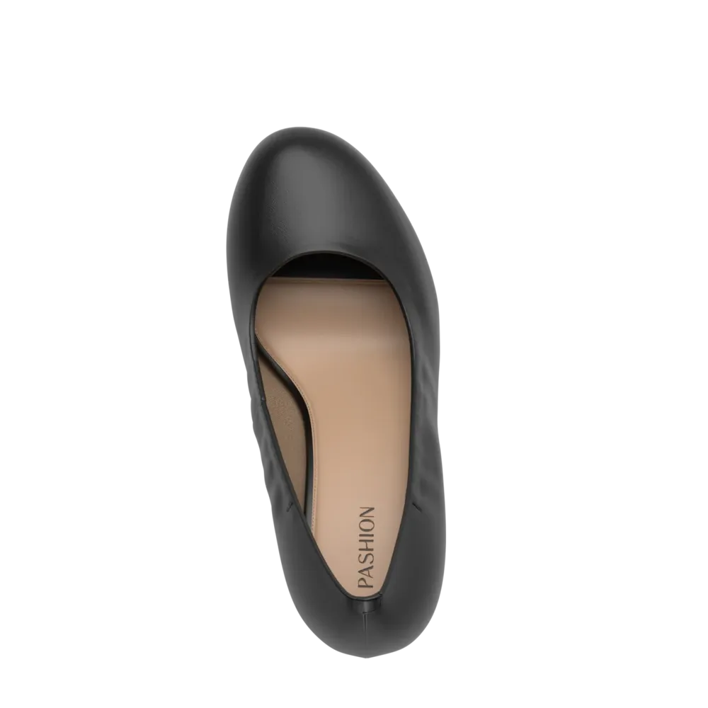 The Ballet Pump - Coal Stretch Leather 4 Stiletto