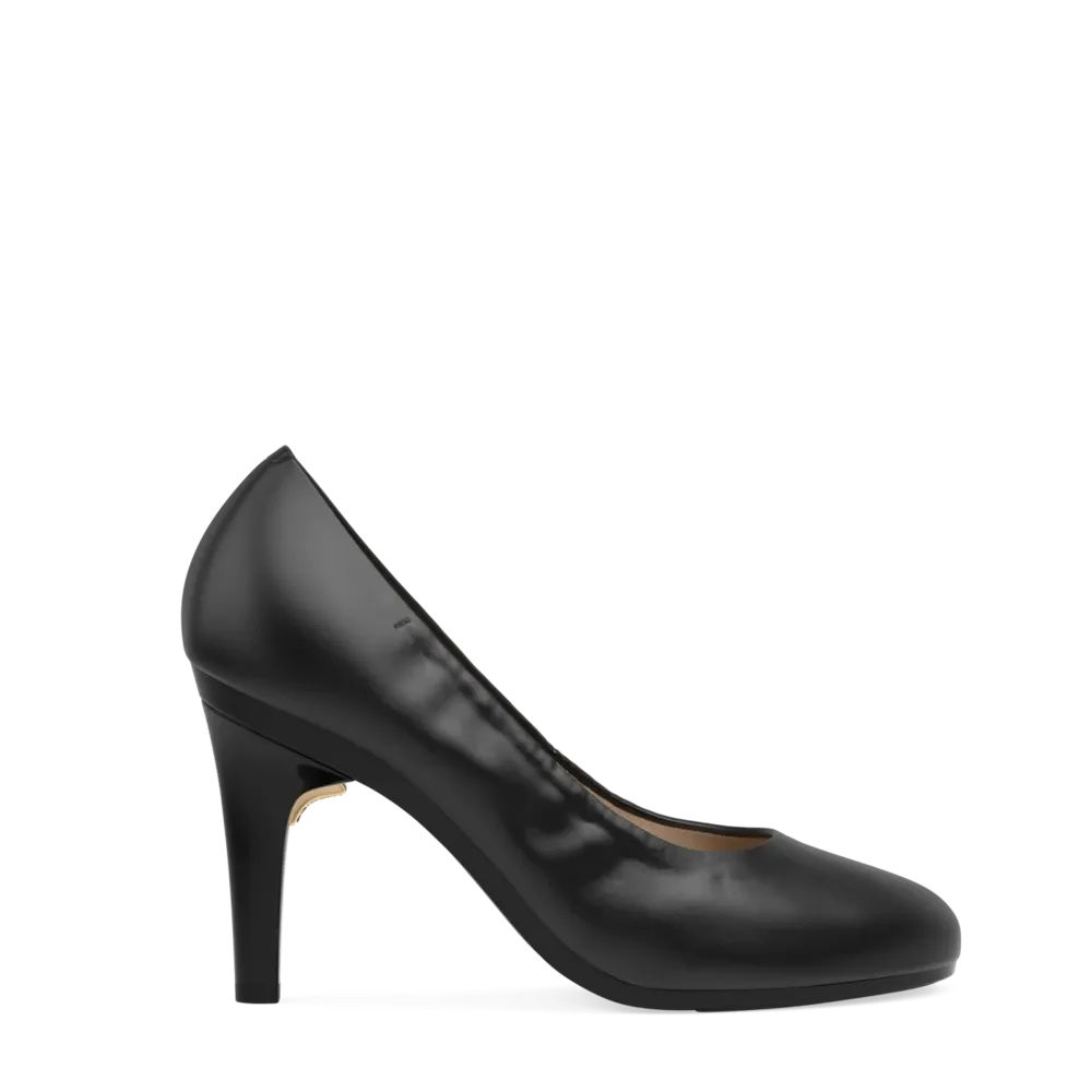 The Ballet Pump - Coal Stretch Leather 4 Stiletto