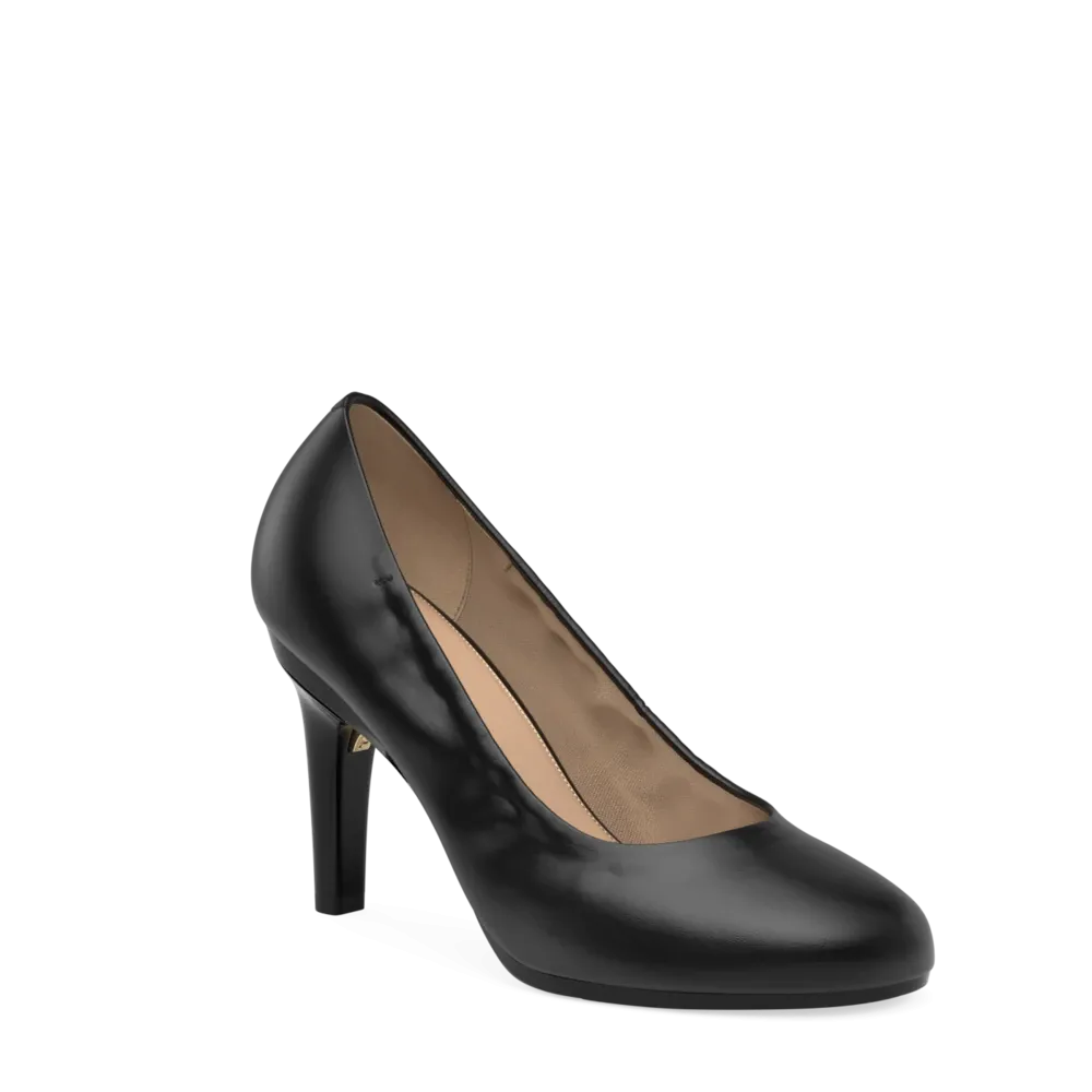 The Ballet Pump - Coal Stretch Leather 4 Stiletto