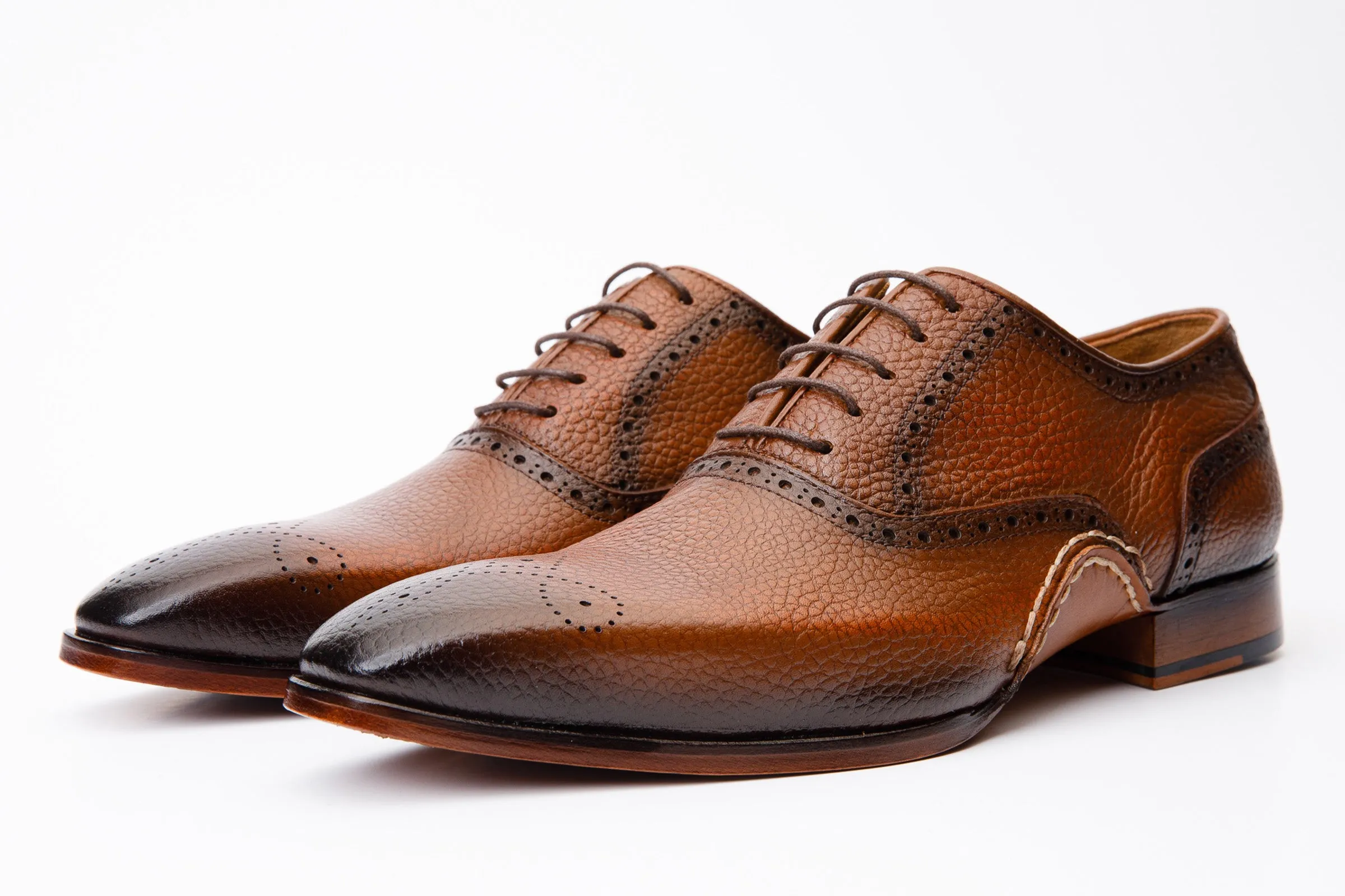 The Draco Handmade Tan Semi Brogue Oxford Men Shoe