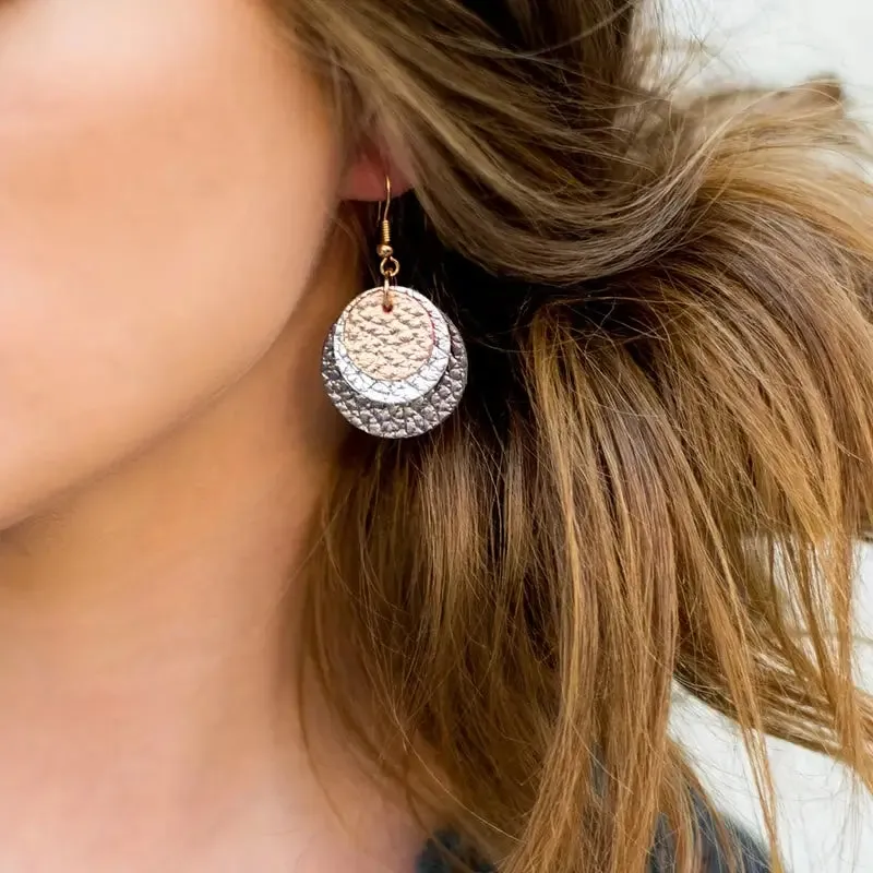 Three Layer Round Dangle Earrings