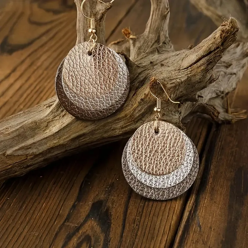 Three Layer Round Dangle Earrings