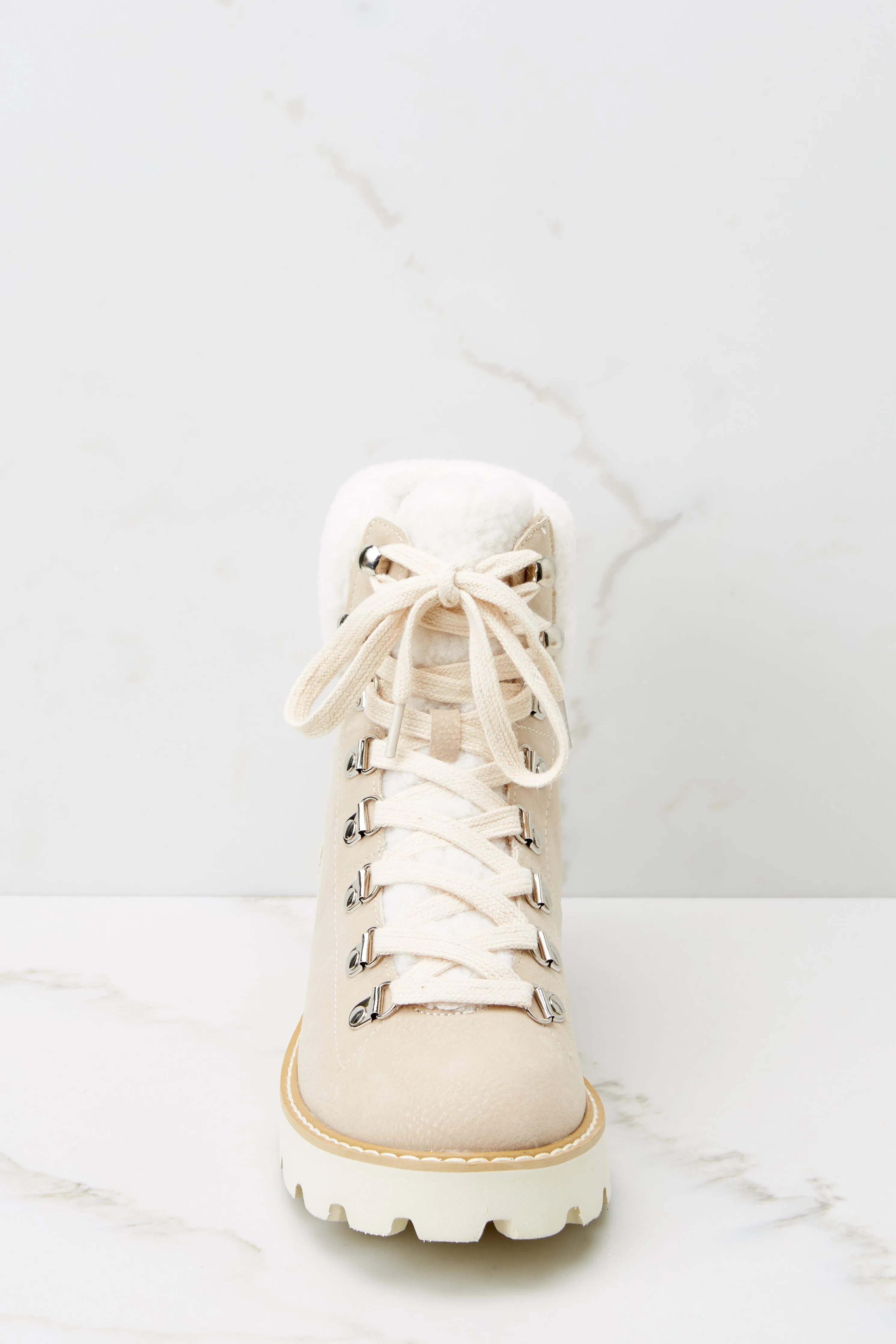 Through Everything Beige Lace-Up Boots