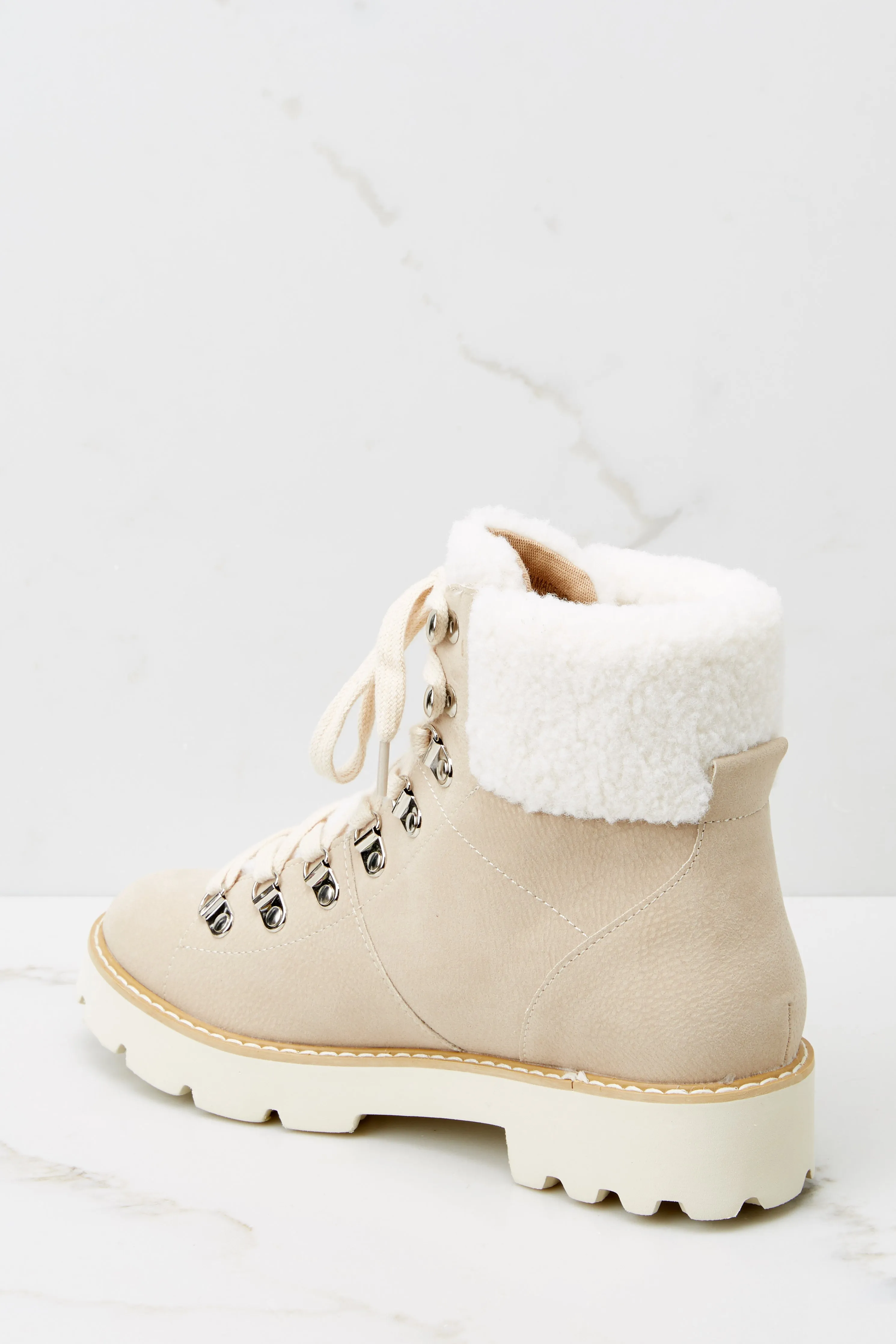 Through Everything Beige Lace-Up Boots