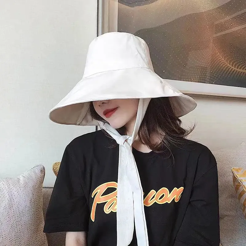 Tie Bucket Hat Foldable UV Cotton Sun Hat