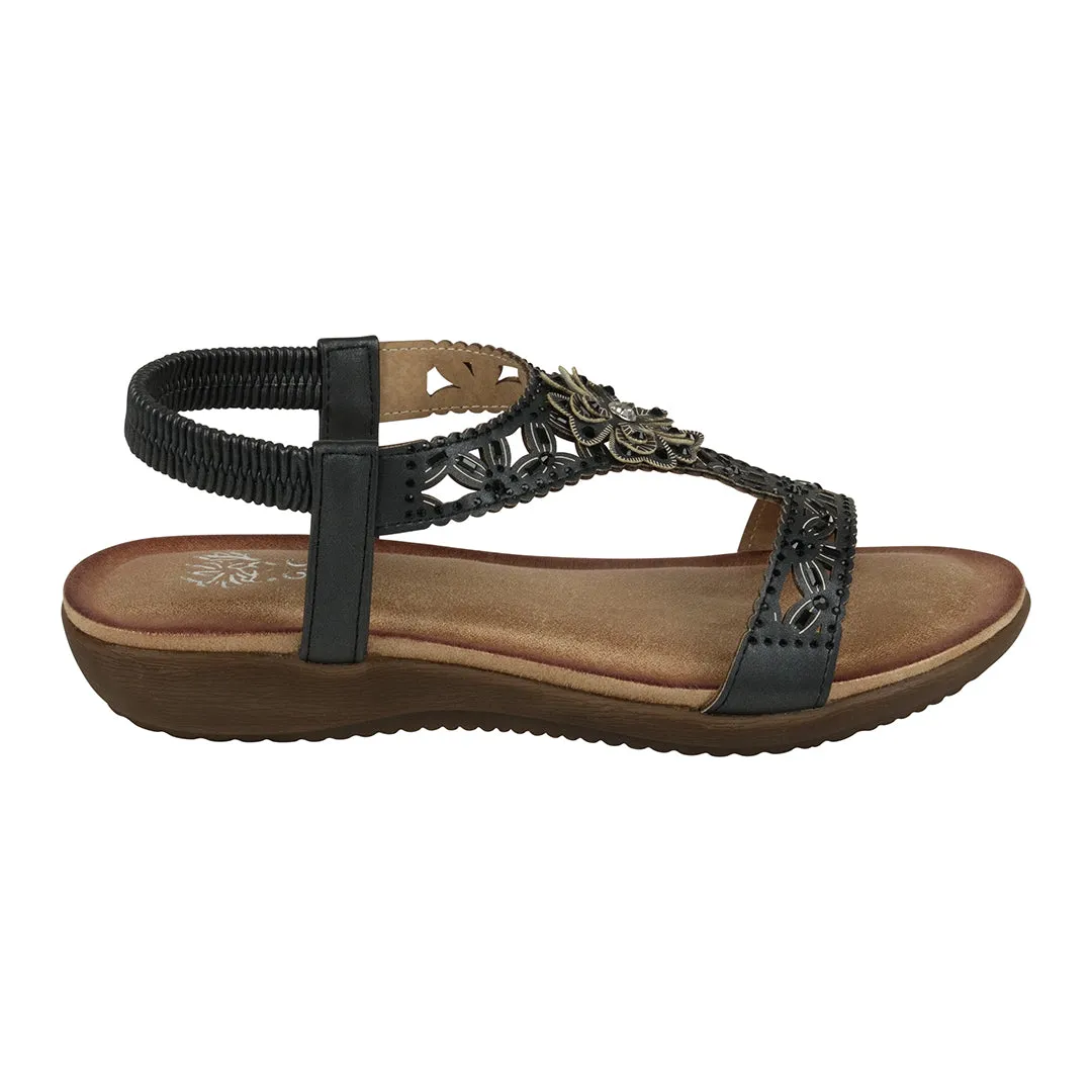 Toni Black Flat Sandals