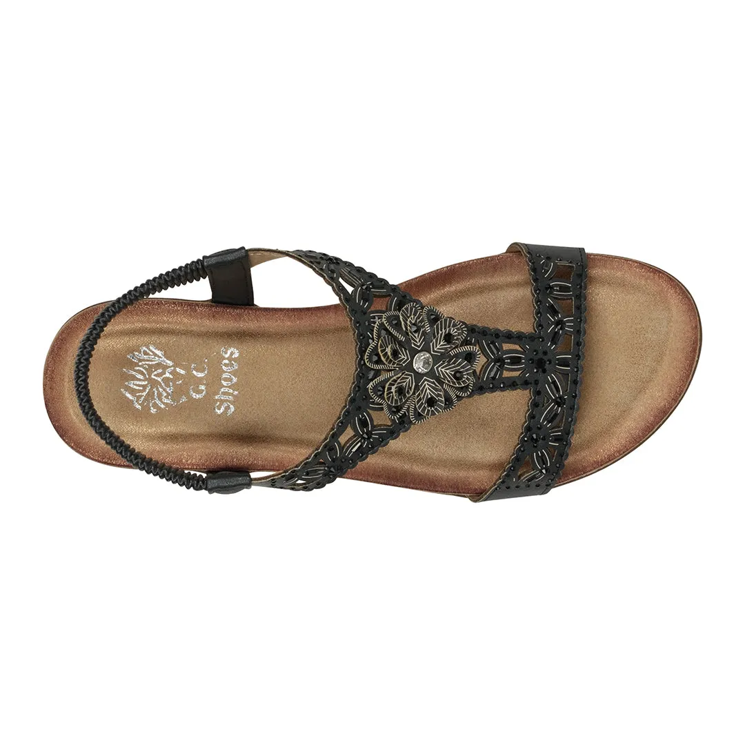 Toni Black Flat Sandals