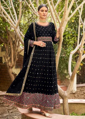 Trendy Black Georgette Fabric Wedding Wear Anarkali Suit