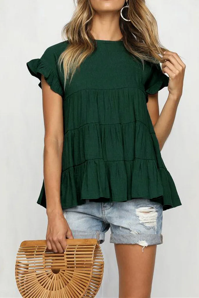 Trendy Scoop Loose Flounce Blouse