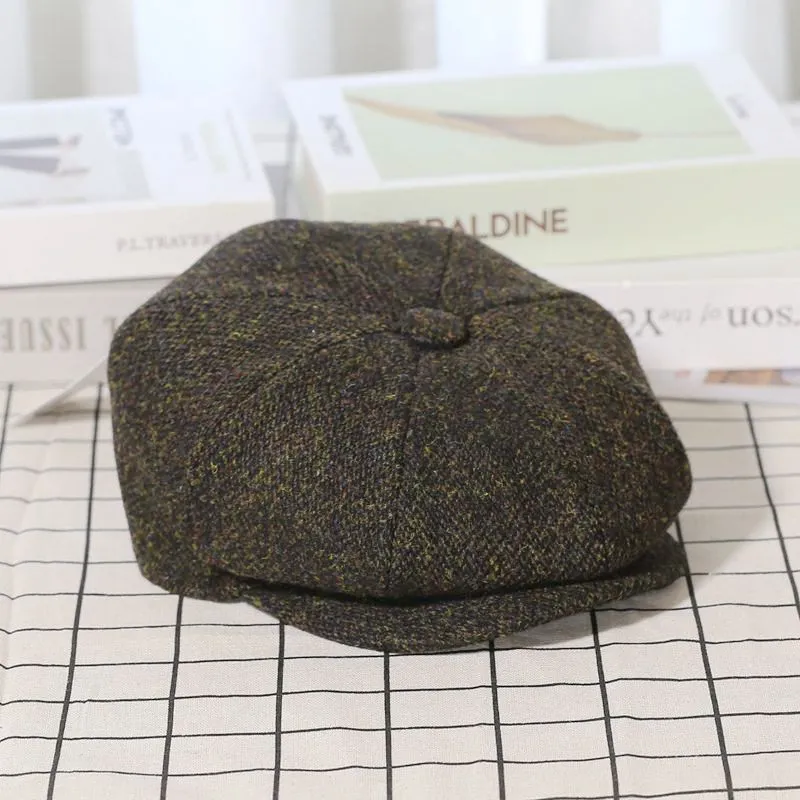 Trendy Vintage Tweed Wool Newsboy Hat