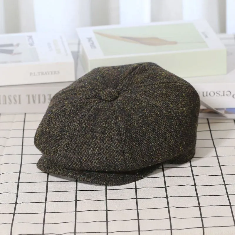 Trendy Vintage Tweed Wool Newsboy Hat