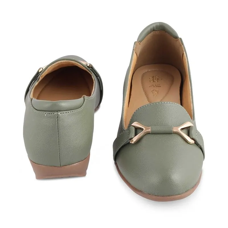 tresmode 240-YORKY-2 Green Women Flat Ballerina EU/37 UK/4