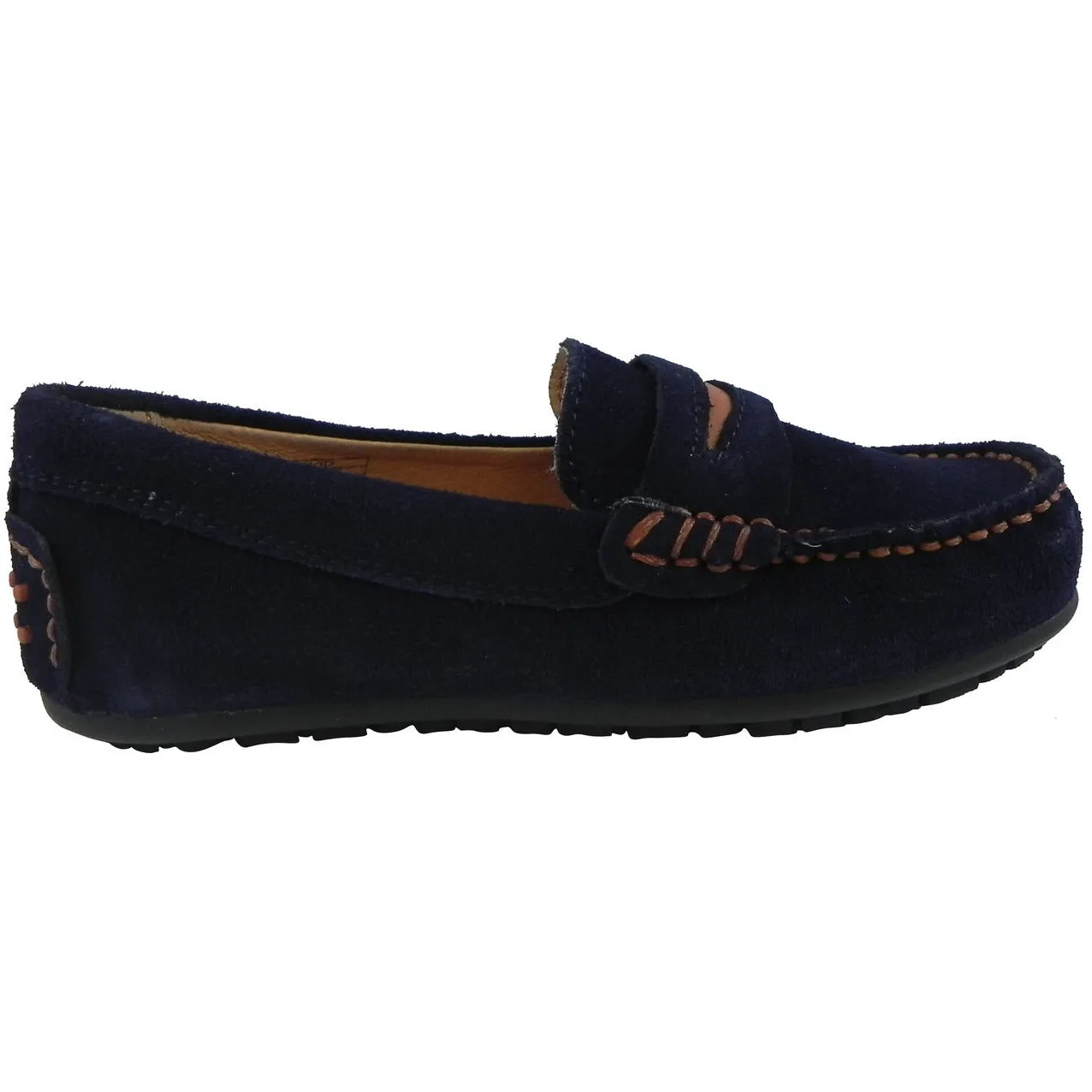 Umi Boy's David Leather Slip On Oxford Loafer Shoes Navy