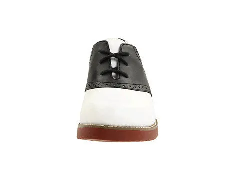 Varsity - White & Black Saddle Oxford